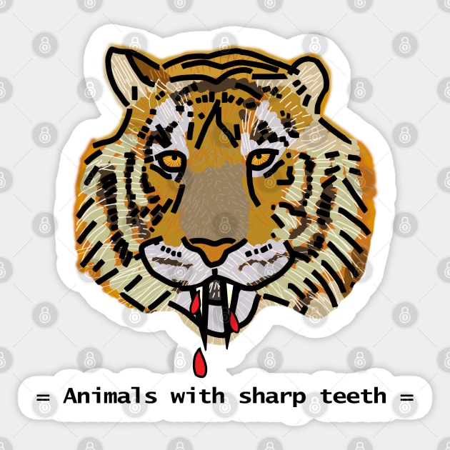 Animals with Sharp Teeth Halloween Horror Tiger Portrait Sticker by ellenhenryart